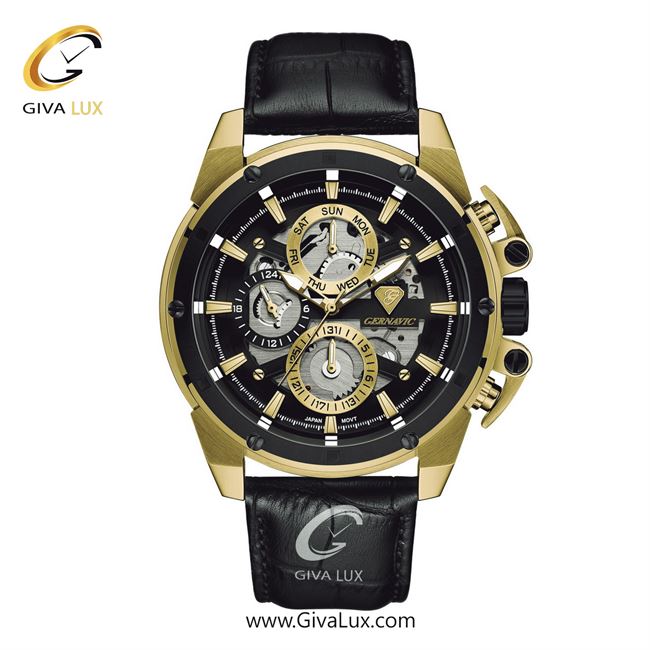 ساعت مچی اورجینال مردانه گرناویک سه موتوره فول تایم طلایی | مشکی| طلایی-مشکی| کد رفرنس G307