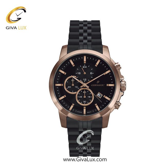 ساعت مچی اورجینال زنانه گرناویک سه موتوره کرنوگراف رزگلد | مشکی| مشکی| کد رفرنس G420