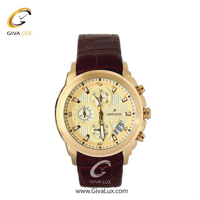 ساعت مچی اورجینال زنانه گرناویک سه موتوره کرنوگراف طلایی | قهوه ای| طلایی| کد رفرنس G440