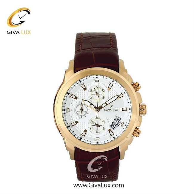 ساعت مچی اورجینال زنانه گرناویک سه موتوره کرنوگراف طلایی | قهوه ای| سفید| کد رفرنس G440
