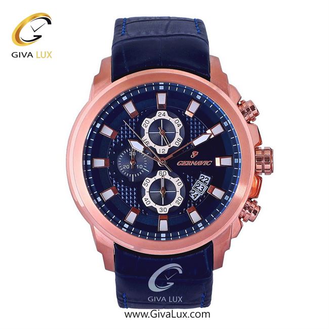 ساعت مچی اورجینال مردانه گرناویک سه موتوره کرنوگراف رزگلد | سرمه ای| سرمه ای| کد رفرنس G440