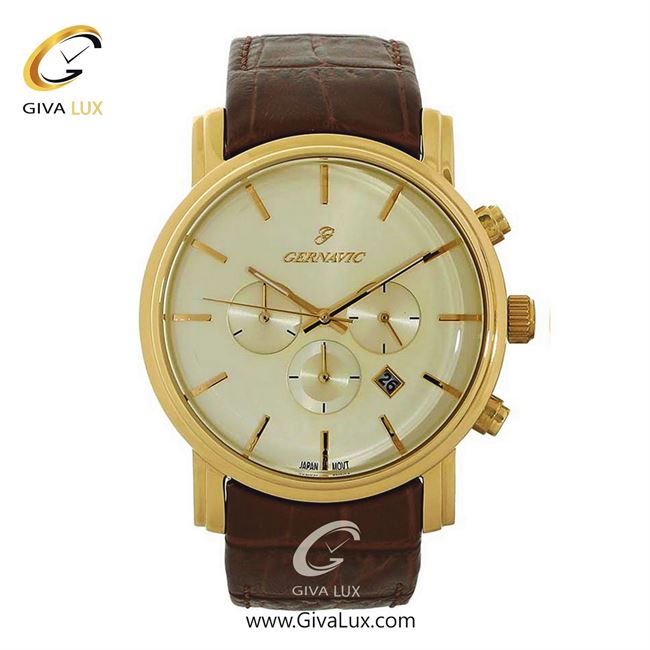 ساعت مچی اورجینال مردانه گرناویک سه موتوره کرنوگراف طلایی | قهوه ای| سفید صدفی| کد رفرنس G447