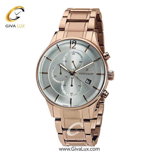 ساعت مچی اورجینال مردانه گرناویک سه موتوره کرنوگراف رزگلد | رزگلد| نقره ای| کد رفرنس G451
