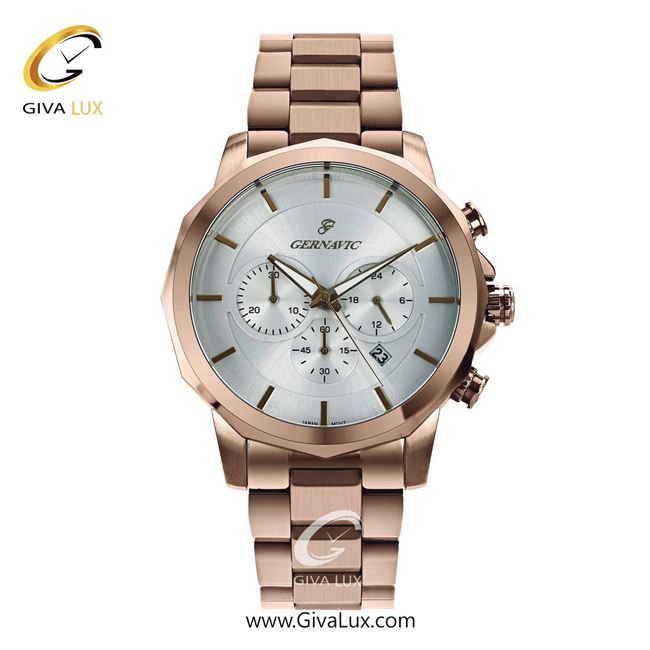 ساعت مچی اورجینال مردانه گرناویک سه موتوره کرنوگراف رزگلد | رزگلد| سفید| کد رفرنس G454