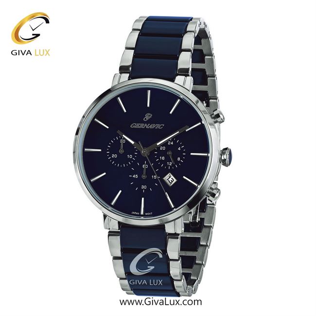 ساعت مچی اورجینال مردانه گرناویک سه موتوره کرنوگراف نقره ای | نقره ای-سرمه ای| سرمه ای| کد رفرنس G455