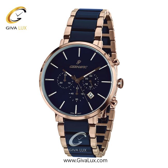 ساعت مچی اورجینال مردانه گرناویک سه موتوره کرنوگراف رزگلد | سرمه ای-رزگلد| سرمه ای| کد رفرنس G455