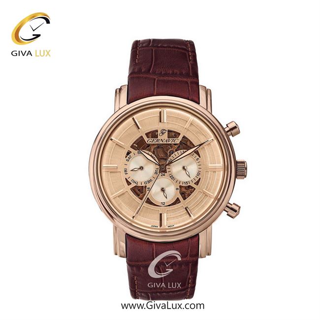 ساعت مچی اورجینال زنانه گرناویک سه موتوره فول تایم رزگلد | قهوه ای| رزگلد| کد رفرنس G456