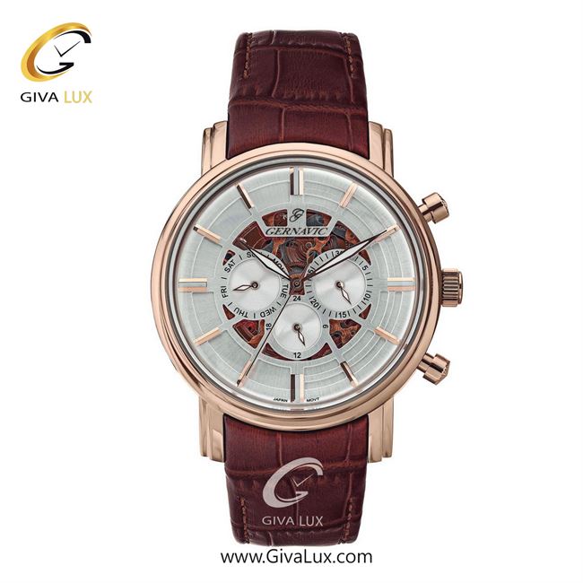 ساعت مچی اورجینال مردانه گرناویک سه موتوره فول تایم رزگلد | قهوه ای| نقره ای| کد رفرنس G456