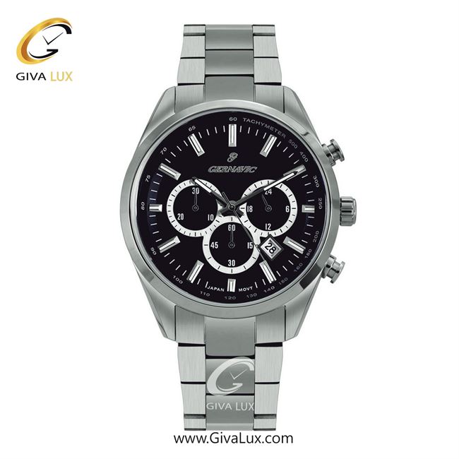 ساعت مچی اورجینال مردانه گرناویک سه موتوره کرنوگراف نقره ای | نقره ای| مشکی| کد رفرنس G461
