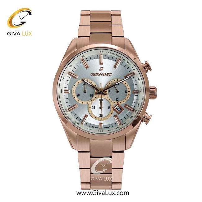 ساعت مچی اورجینال مردانه گرناویک سه موتوره کرنوگراف رزگلد | رزگلد| نقره ای| کد رفرنس G461