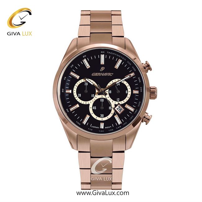 ساعت مچی اورجینال مردانه گرناویک سه موتوره کرنوگراف رزگلد | رزگلد| مشکی| کد رفرنس G461