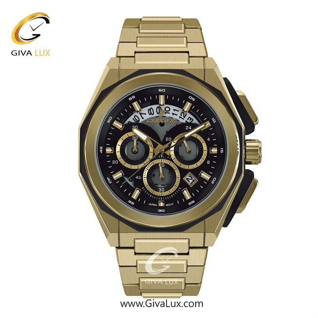 ساعت مچی اورجینال مردانه گرناویک سه موتوره کرنوگراف طلایی | طلایی| مشکی| کد رفرنس G462