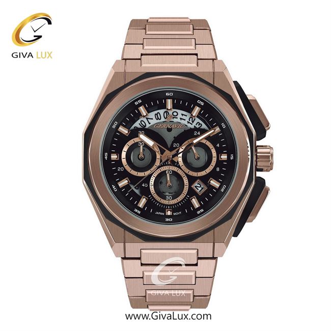 ساعت مچی اورجینال مردانه گرناویک سه موتوره کرنوگراف رزگلد | رزگلد| مشکی| کد رفرنس G462