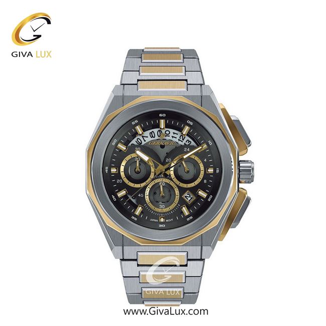 ساعت مچی اورجینال زنانه گرناویک سه موتوره کرنوگراف طلایی-نقره ای | طلایی-نقره ای| دودی| کد رفرنس G462