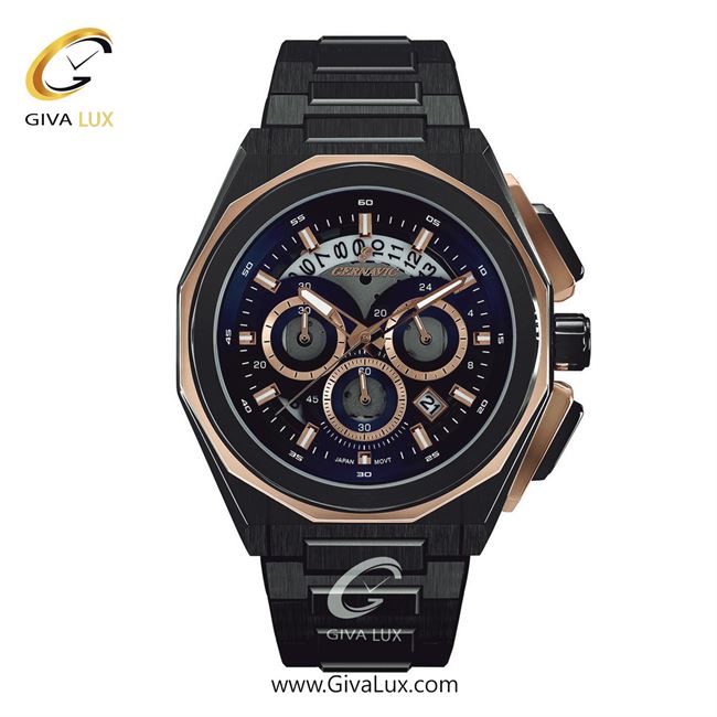ساعت مچی اورجینال مردانه گرناویک سه موتوره کرنوگراف مشکی-رزگلد | مشکی| سرمه ای| کد رفرنس G462