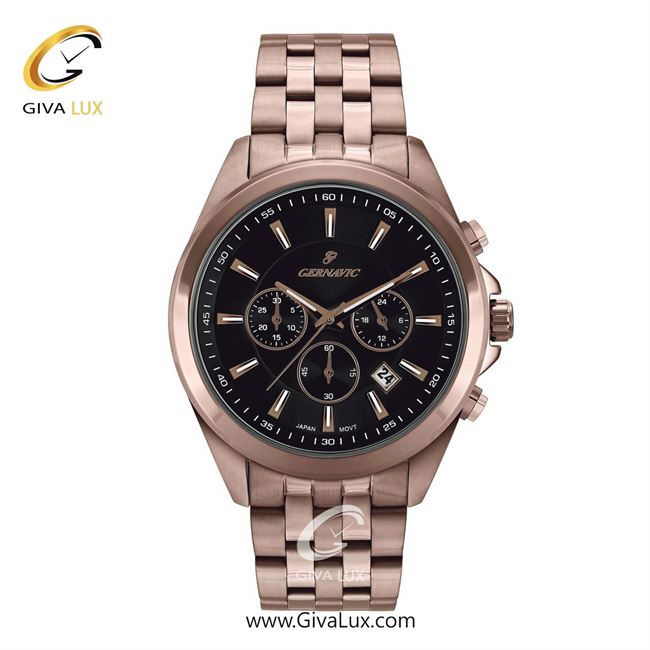 ساعت مچی اورجینال مردانه گرناویک سه موتوره کرنوگراف رزگلد | رزگلد| مشکی| کد رفرنس G463