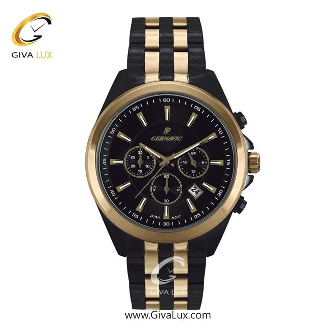 ساعت مچی اورجینال مردانه گرناویک سه موتوره کرنوگراف طلایی-مشکی | طلایی-مشکی| مشکی| کد رفرنس G463