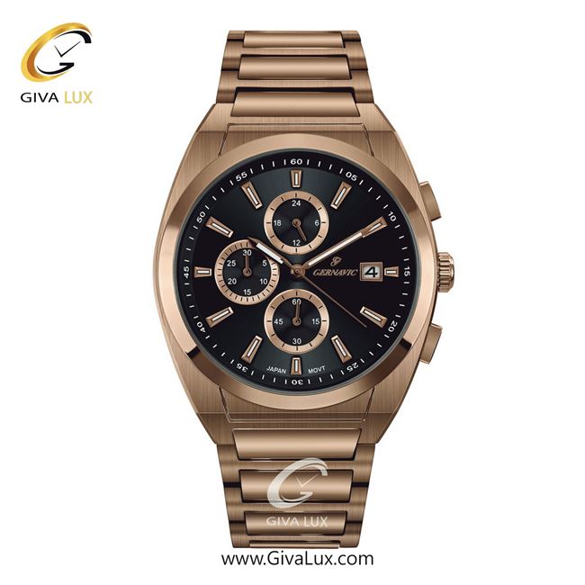 ساعت مچی اورجینال مردانه گرناویک سه موتوره کرنوگراف رزگلد | رزگلد| مشکی| کد رفرنس G464