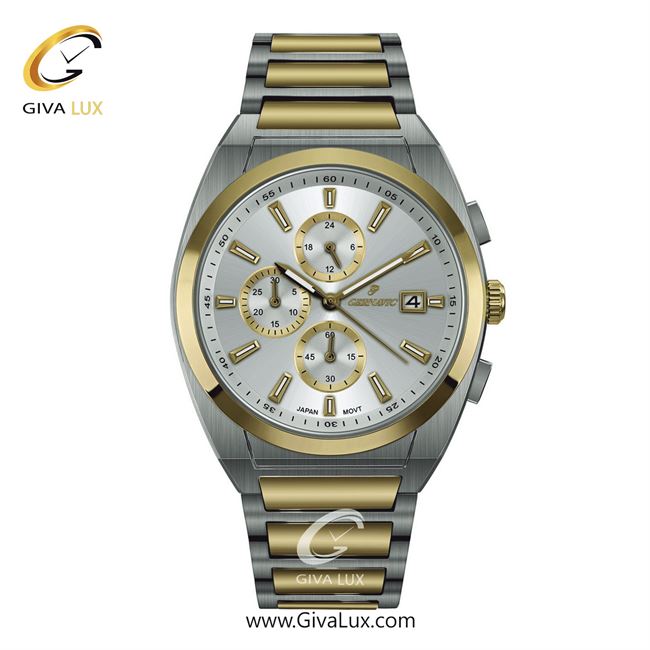 ساعت مچی اورجینال مردانه گرناویک سه موتوره کرنوگراف نقره ای-طلایی | طلایی-نقره ای| سفید| کد رفرنس G464