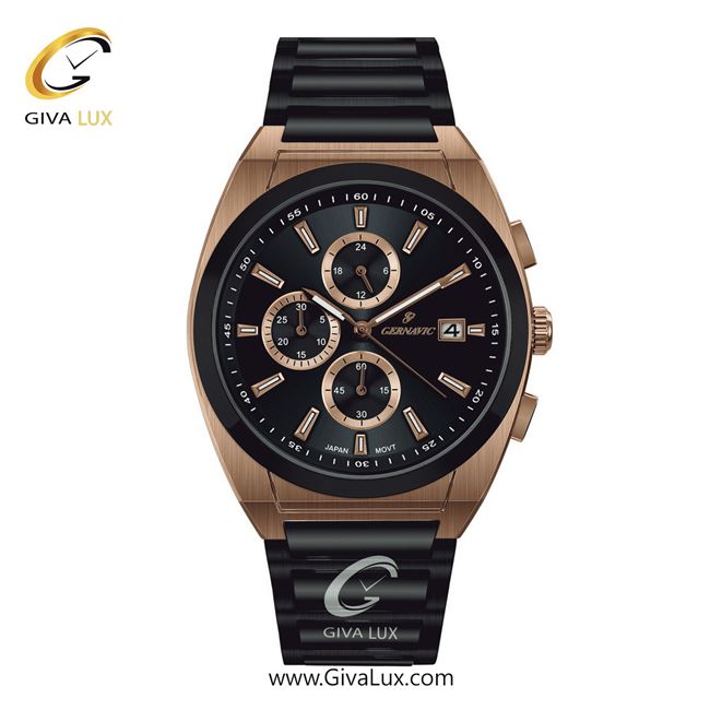 ساعت مچی اورجینال مردانه گرناویک سه موتوره کرنوگراف رزگلد | مشکی| مشکی| کد رفرنس G464