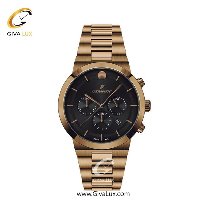 ساعت مچی اورجینال زنانه گرناویک سه موتوره کرنوگراف رزگلد | رزگلد| مشکی| کد رفرنس G466