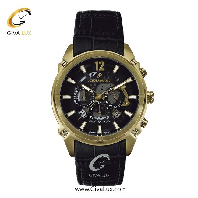 ساعت مچی اورجینال مردانه گرناویک سه موتوره کرنوگراف طلایی | مشکی| مشکی| کد رفرنس G467