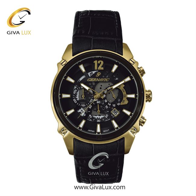 ساعت مچی اورجینال مردانه گرناویک سه موتوره کرنوگراف طلایی | مشکی| مشکی| کد رفرنس G467