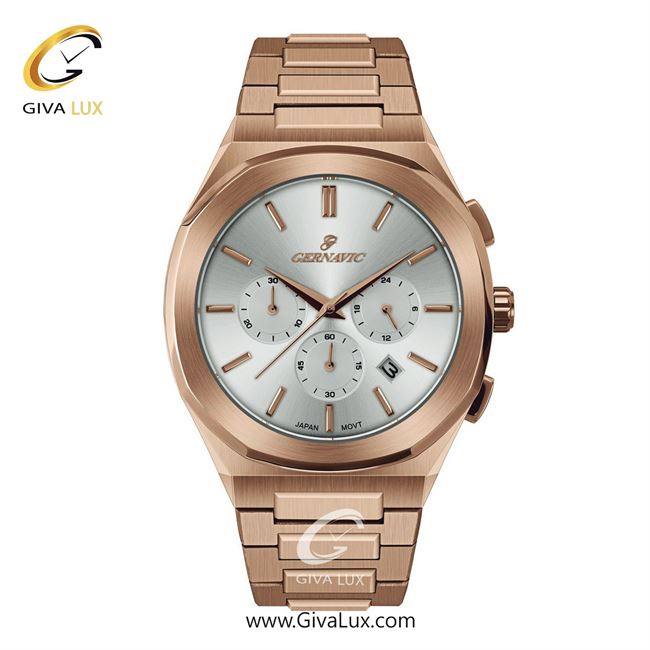 ساعت مچی اورجینال مردانه گرناویک سه موتوره کرنوگراف رزگلد | رزگلد| سفید| کد رفرنس G468