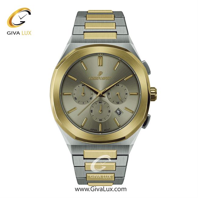 ساعت مچی اورجینال مردانه گرناویک سه موتوره کرنوگراف طلایی-نقره ای | نقره ای-طلایی| دودی| کد رفرنس G468