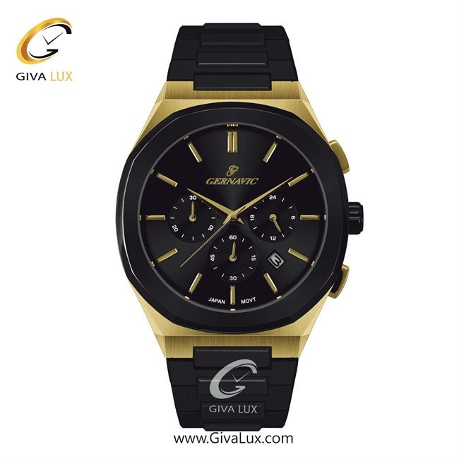 ساعت مچی اورجینال مردانه گرناویک سه موتوره کرنوگراف طلایی | مشکی| مشکی| کد رفرنس G468