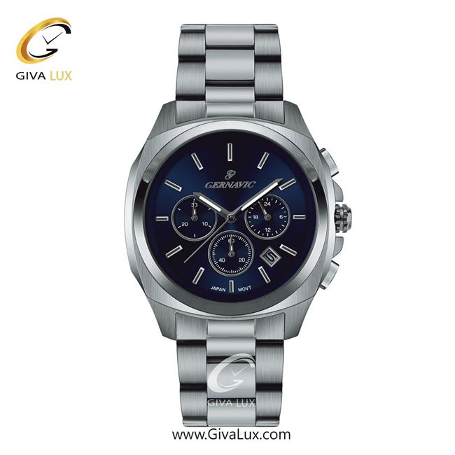 ساعت مچی اورجینال مردانه گرناویک سه موتوره کرنوگراف نقره ای | نقره ای| آبی| کد رفرنس G469