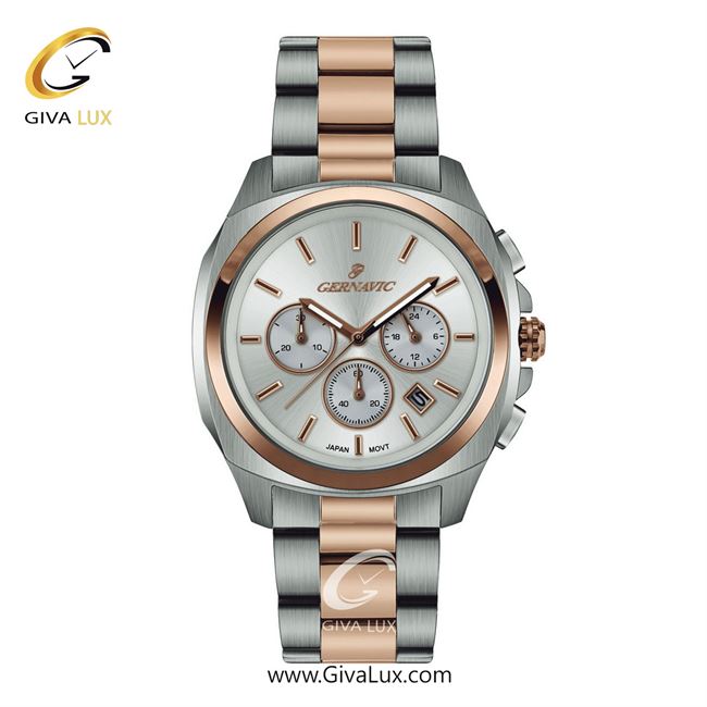 ساعت مچی اورجینال مردانه گرناویک سه موتوره کرنوگراف رزگلد-نقره ای | نقره ای-رزگلد| سفید| کد رفرنس G469