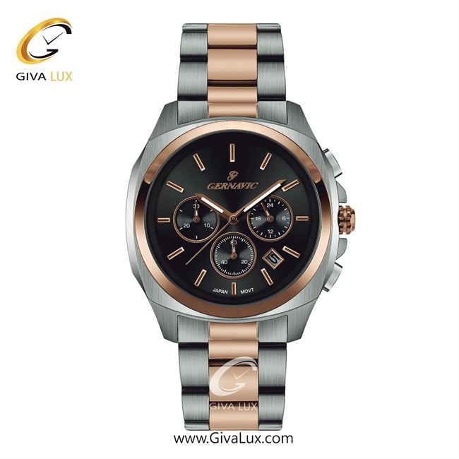 ساعت مچی اورجینال مردانه گرناویک سه موتوره کرنوگراف رزگلد-نقره ای | نقره ای-رزگلد| مشکی| کد رفرنس G469
