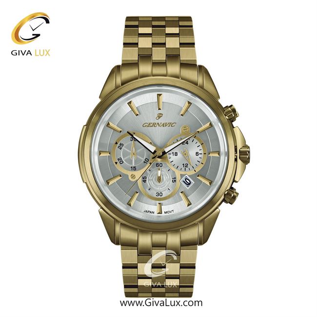 ساعت مچی اورجینال مردانه گرناویک سه موتوره کرنوگراف طلایی | طلایی| سفید| کد رفرنس G470