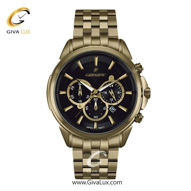 ساعت مچی اورجینال مردانه گرناویک سه موتوره کرنوگراف طلایی | طلایی| مشکی| کد رفرنس G470
