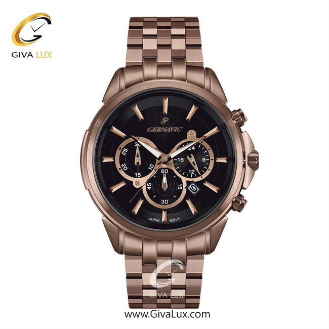 ساعت مچی اورجینال مردانه گرناویک سه موتوره کرنوگراف رزگلد | رزگلد| مشکی| کد رفرنس G470