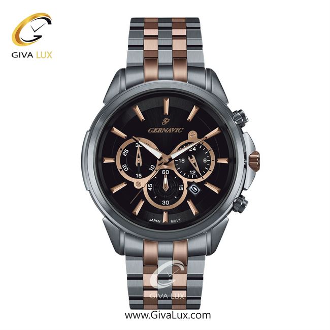 ساعت مچی اورجینال مردانه گرناویک سه موتوره کرنوگراف نقره ای | نقره ای-رزگلد| مشکی| کد رفرنس G470