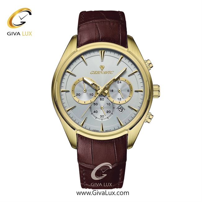 ساعت مچی اورجینال مردانه گرناویک سه موتوره کرنوگراف طلایی | قهوه ای| نقره ای| کد رفرنس G478