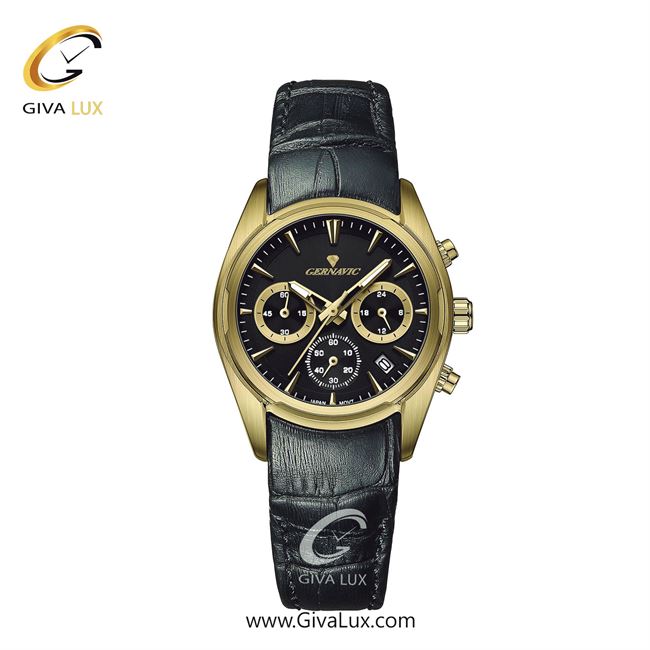 ساعت مچی اورجینال زنانه گرناویک سه موتوره کرنوگراف طلایی | مشکی| مشکی| کد رفرنس G478