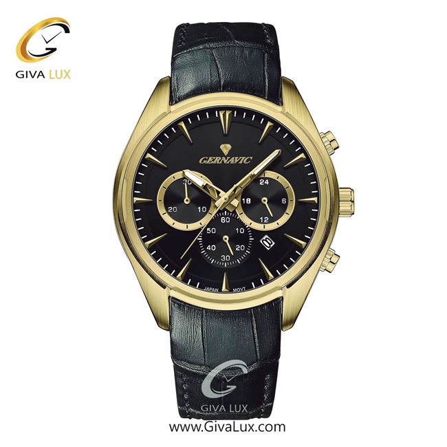 ساعت مچی اورجینال مردانه گرناویک سه موتوره کرنوگراف طلایی | مشکی| مشکی| کد رفرنس G478