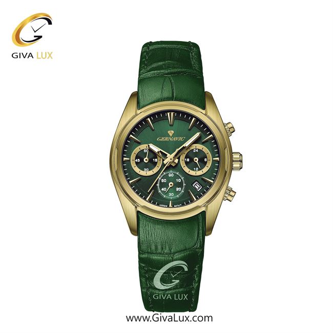 ساعت مچی اورجینال زنانه گرناویک سه موتوره کرنوگراف طلایی | سبز| سبز| کد رفرنس G478