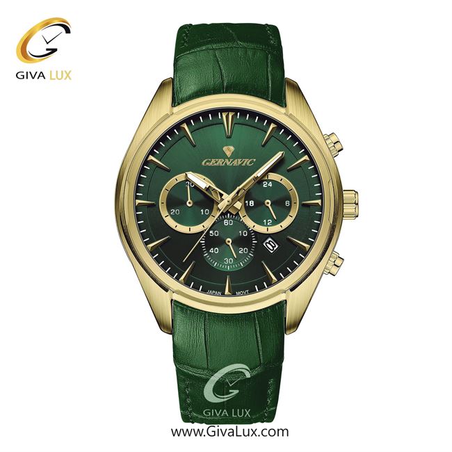 ساعت مچی اورجینال مردانه گرناویک سه موتوره کرنوگراف طلایی | سبز| سبز| کد رفرنس G478