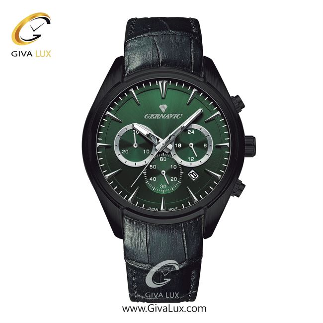 ساعت مچی اورجینال مردانه گرناویک سه موتوره کرنوگراف مشکی | مشکی| سبز یشمی تیره| کد رفرنس G478