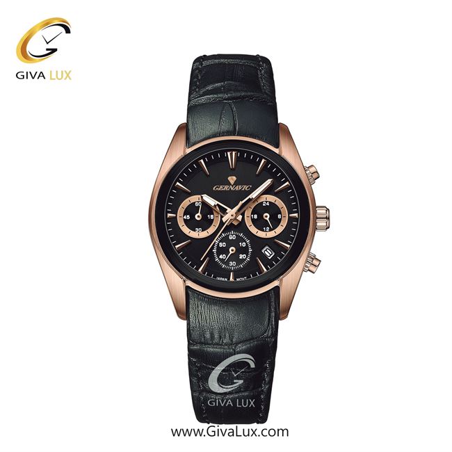 ساعت مچی اورجینال زنانه گرناویک سه موتوره کرنوگراف رزگلد | مشکی| مشکی| کد رفرنس G478