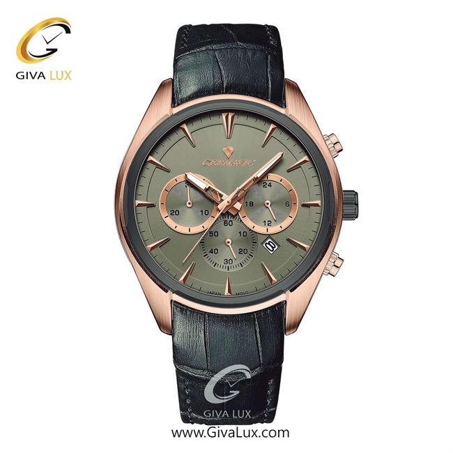 ساعت مچی اورجینال مردانه گرناویک سه موتوره کرنوگراف رزگلد | مشکی| خاکی| کد رفرنس G478