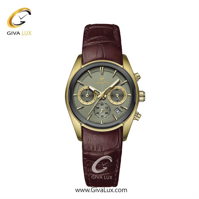 ساعت مچی اورجینال زنانه گرناویک سه موتوره کرنوگراف طلایی | قهوه ای| خاکی| کد رفرنس G478