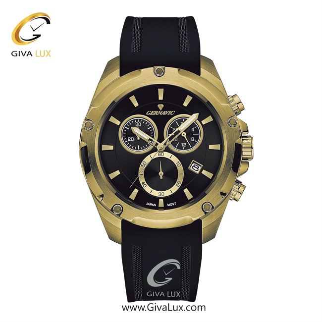 ساعت مچی اورجینال اسپرت-مردانه گرناویک سه موتوره کرنوگراف طلایی | مشکی| مشکی| کد رفرنس G481