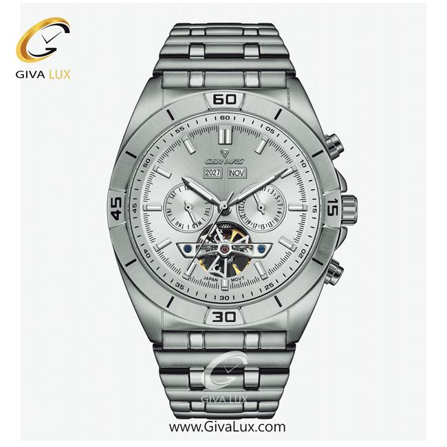 ساعت مچی اورجینال مردانه گرناویک سه موتوره فول تایم نقره ای | نقره ای| نقره ای| کد رفرنس G489