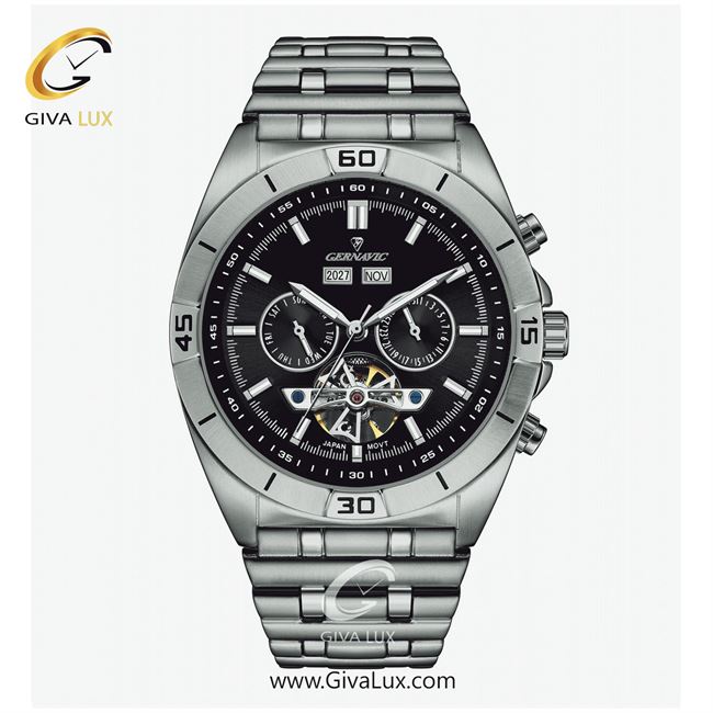 ساعت مچی اورجینال مردانه گرناویک سه موتوره فول تایم نقره ای | نقره ای| مشکی| کد رفرنس G489