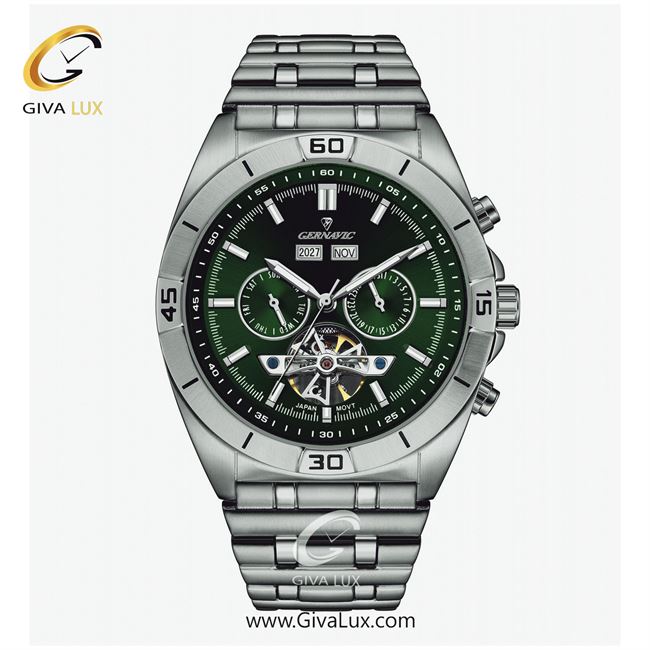 ساعت مچی اورجینال مردانه گرناویک سه موتوره فول تایم نقره ای | نقره ای| سبز| کد رفرنس G489